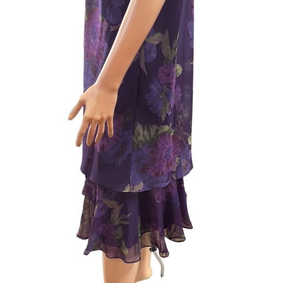 MSK Style 17101 Purple Floral Layered Dress Size 12 - Picture 4 of 14